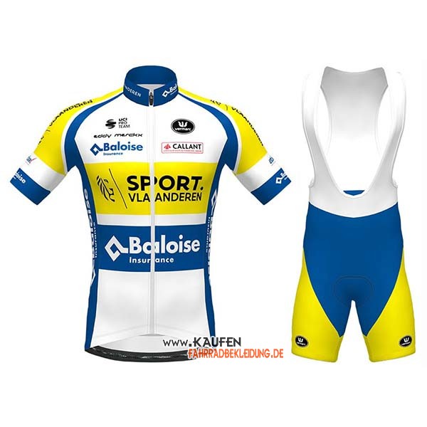 Sport Vlaanderen-baloise Kurzarmtrikot 2020 und Kurze Tragerhose Wei Gelb Blau